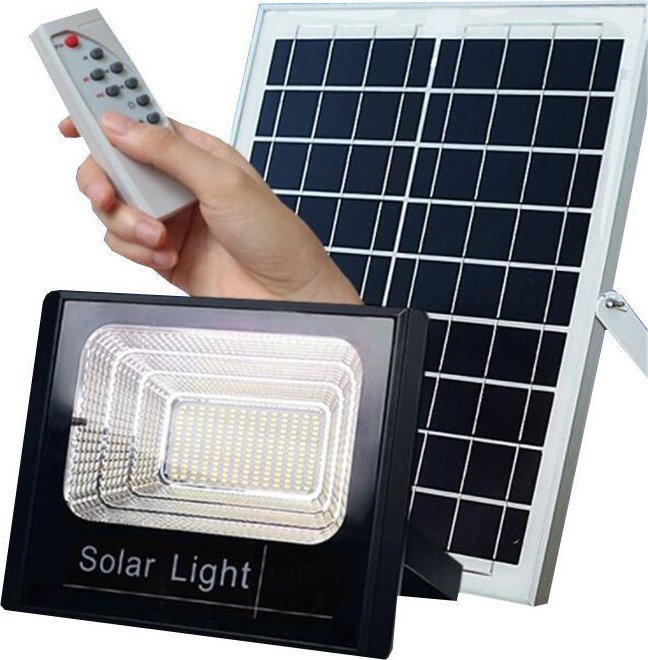 Στεγανός Ηλιακός Προβολέας LED 100W Ψυχρό Λευκό με Τηλεχειριστήριο IP66 JD-8800