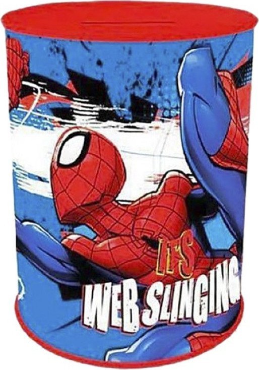 Παιδικός Κουμπαράς Μεταλλικός Spiderman Μπλε 8x8x11cm 50-2362