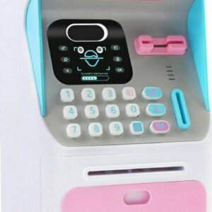 Παιδικός Κουμπαράς Πλαστικός Mini Atm Money Bank Ροζ 16x14x26.5cm DRE-00063