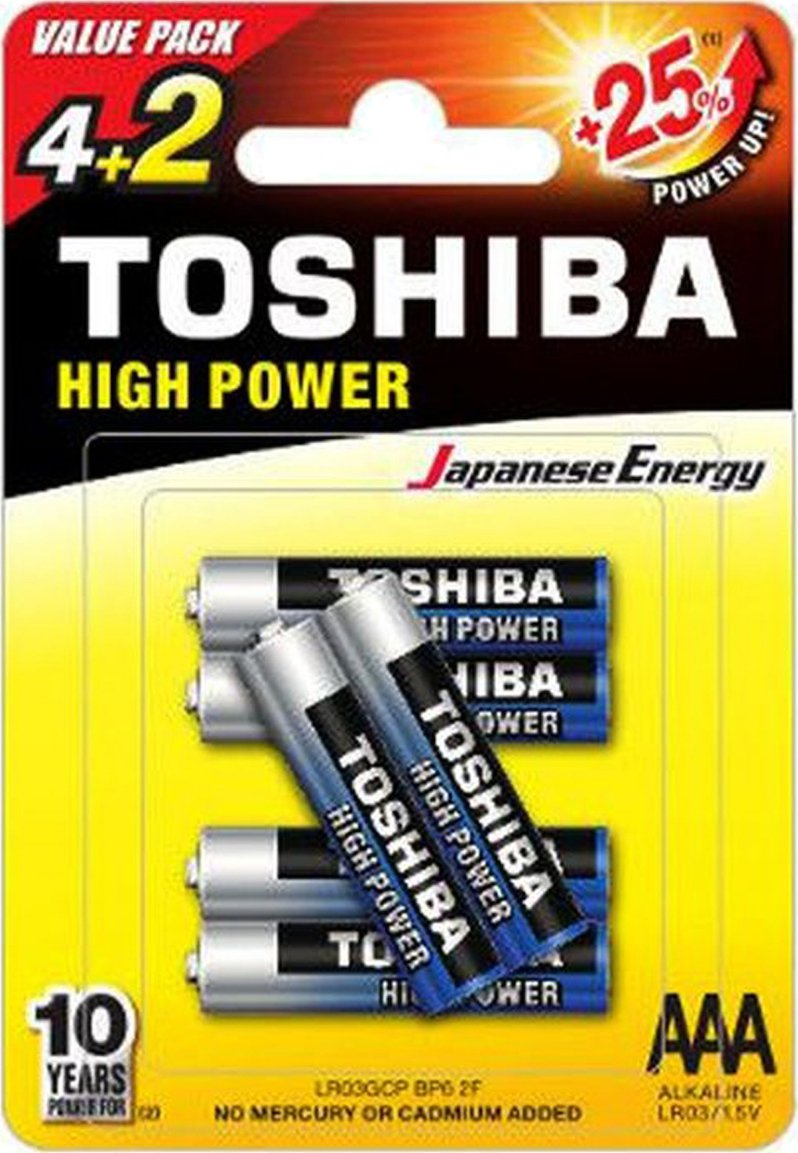 Toshiba High Power Αλκαλικές Μπαταρίες AAA 1.5V 6τμχ