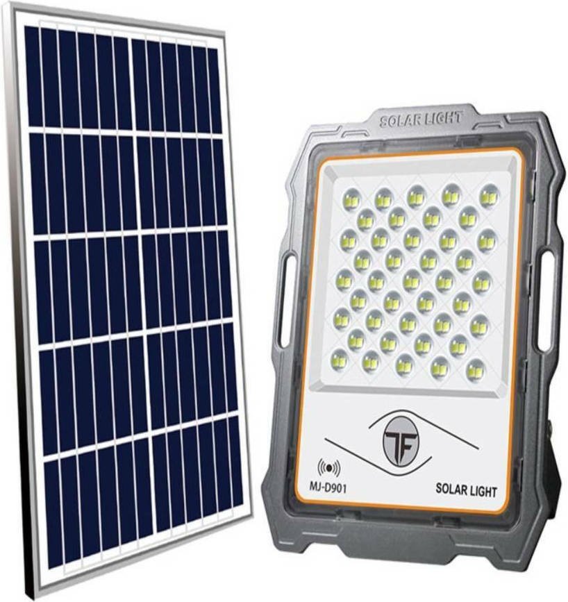 Στεγανός Ηλιακός Προβολέας LED 100W Ψυχρό Λευκό με Τηλεχειριστήριο IP67 MJ-D901