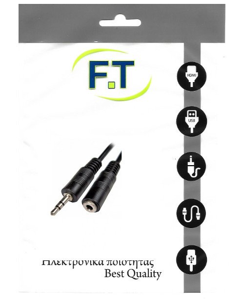 FT Electronics Καλώδιο 3.5mm male - 3.5mm female Μαύρο 5m (FTT16-014)