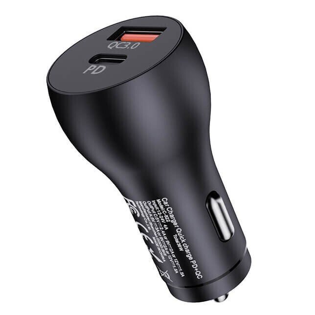 Awei Φορτιστής Αυτοκινήτου C-822 18W 3A Γρήγορης Φόρτισης με Θύρες: 1xUSB 1xType-C Μαύρος