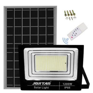 Jortan Στεγανός Ηλιακός Προβολέας LED 1200W Ψυχρό Λευκό 6500K με Τηλεχειριστήριο IP66 JT-BJ1200W