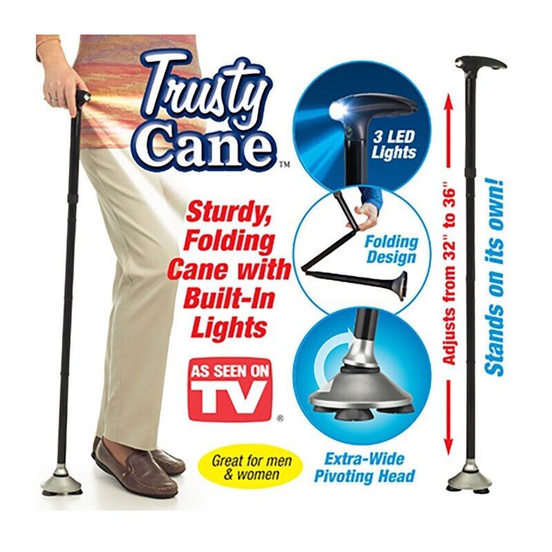 Σπαστό Μπαστούνι Φως Led Περιστρεφόμενη Βάση Trusty Cane