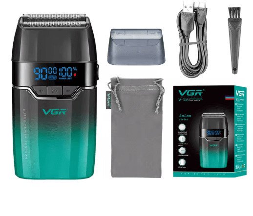 VGR V-308 Ηλεκτρική Ξυριστική Μηχανή Προσώπου με Αλουμινόχαρτο, Επαναφορτιζόμενη / Ενσύρματη