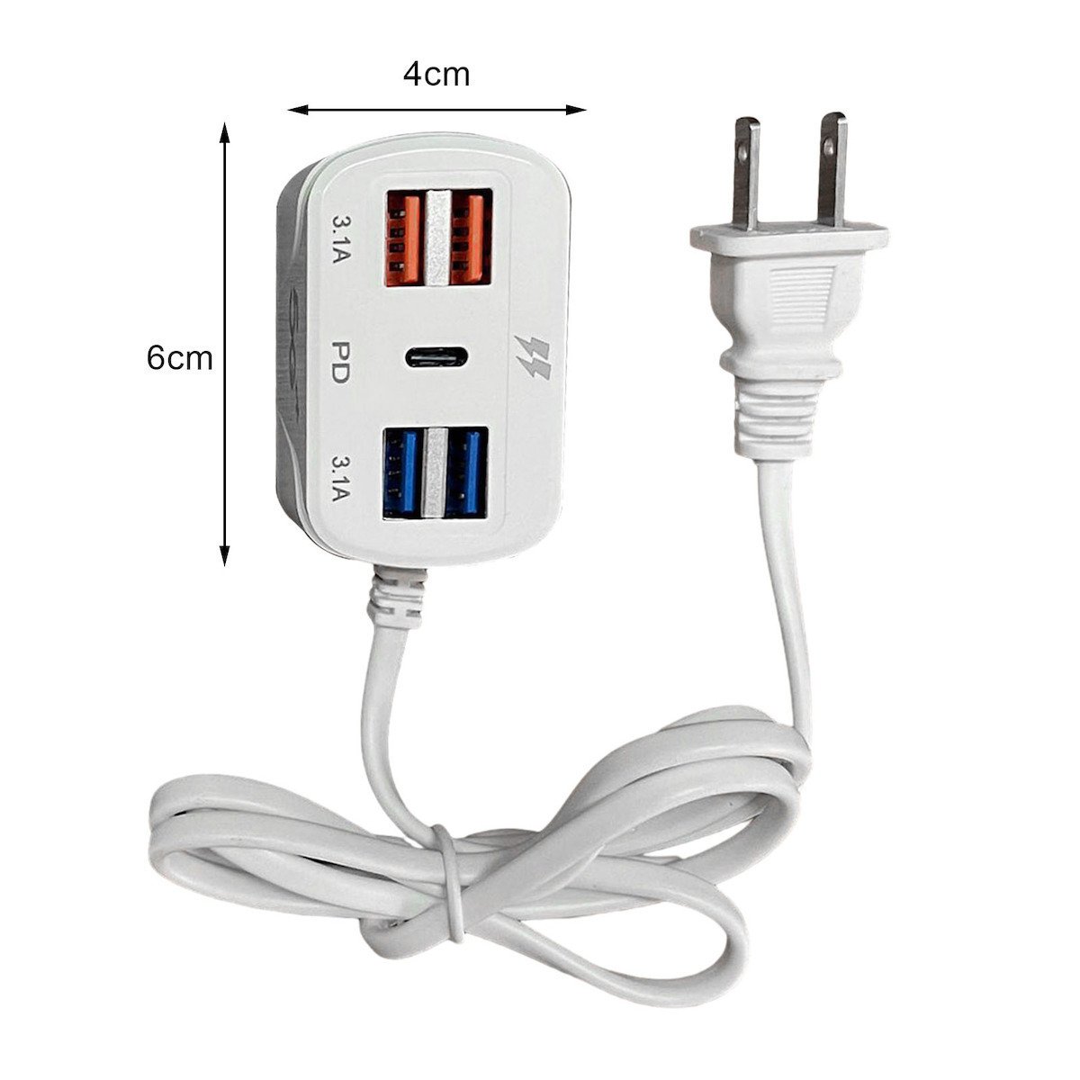 SPV S Βάση Φόρτισης με 4 Θύρες USB 3.1A και 1 Θύρα Type-C PD Λευκό