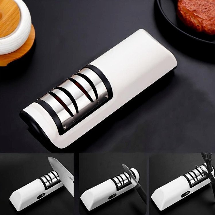 Αυτόματος ηλεκτρικός ακονιστής USB από ανοξείδωτο ατσάλι Αντιολισθητικό κάτω μέρος, γρήγορο και αποτελεσματικό εργαλείο ακονίσματος κουζίνας SPV