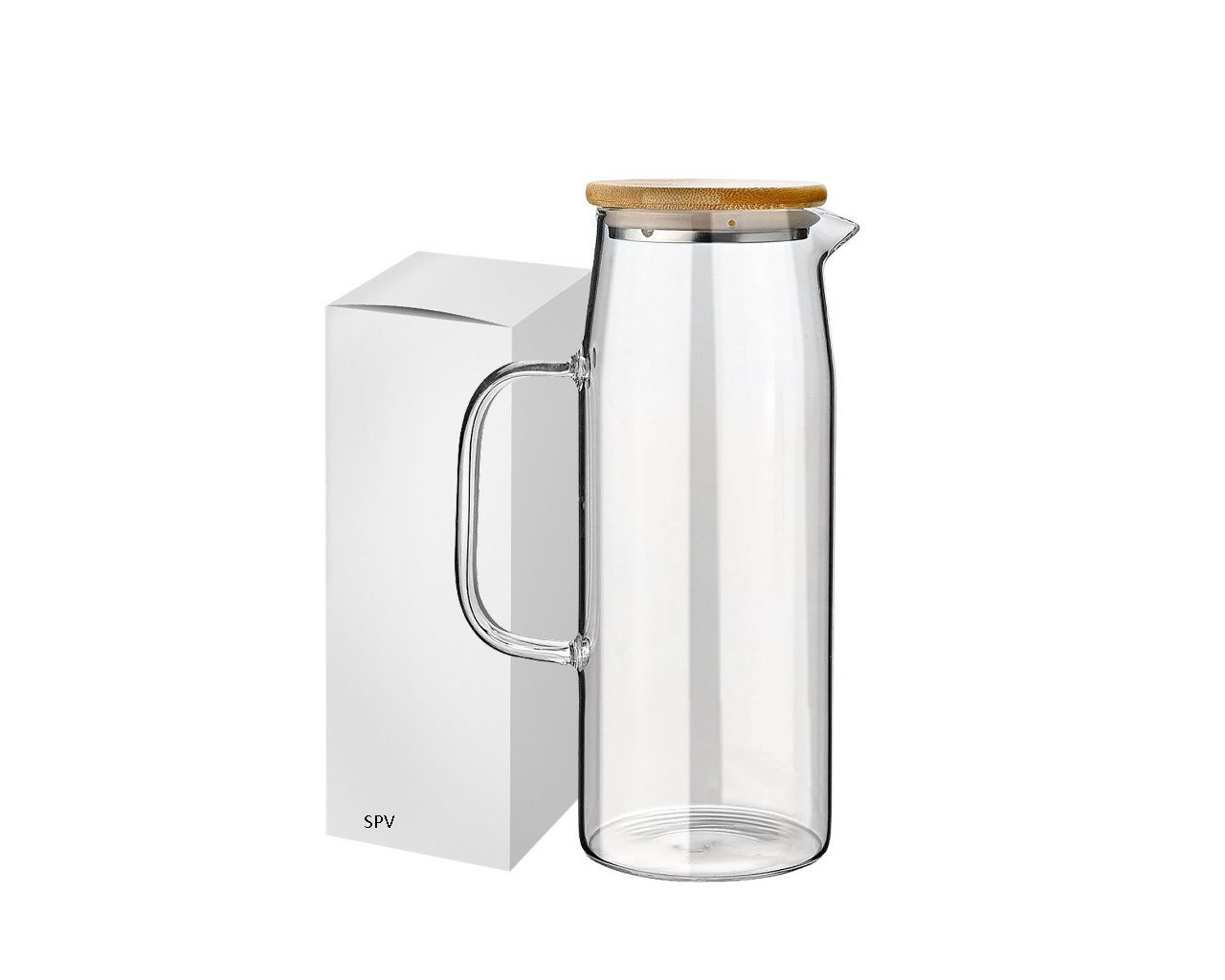 SPV TS Κανάτα Γυάλινη με Καπάκι από Bamboo – 1 Λίτρο Glass Pitcher with Lid