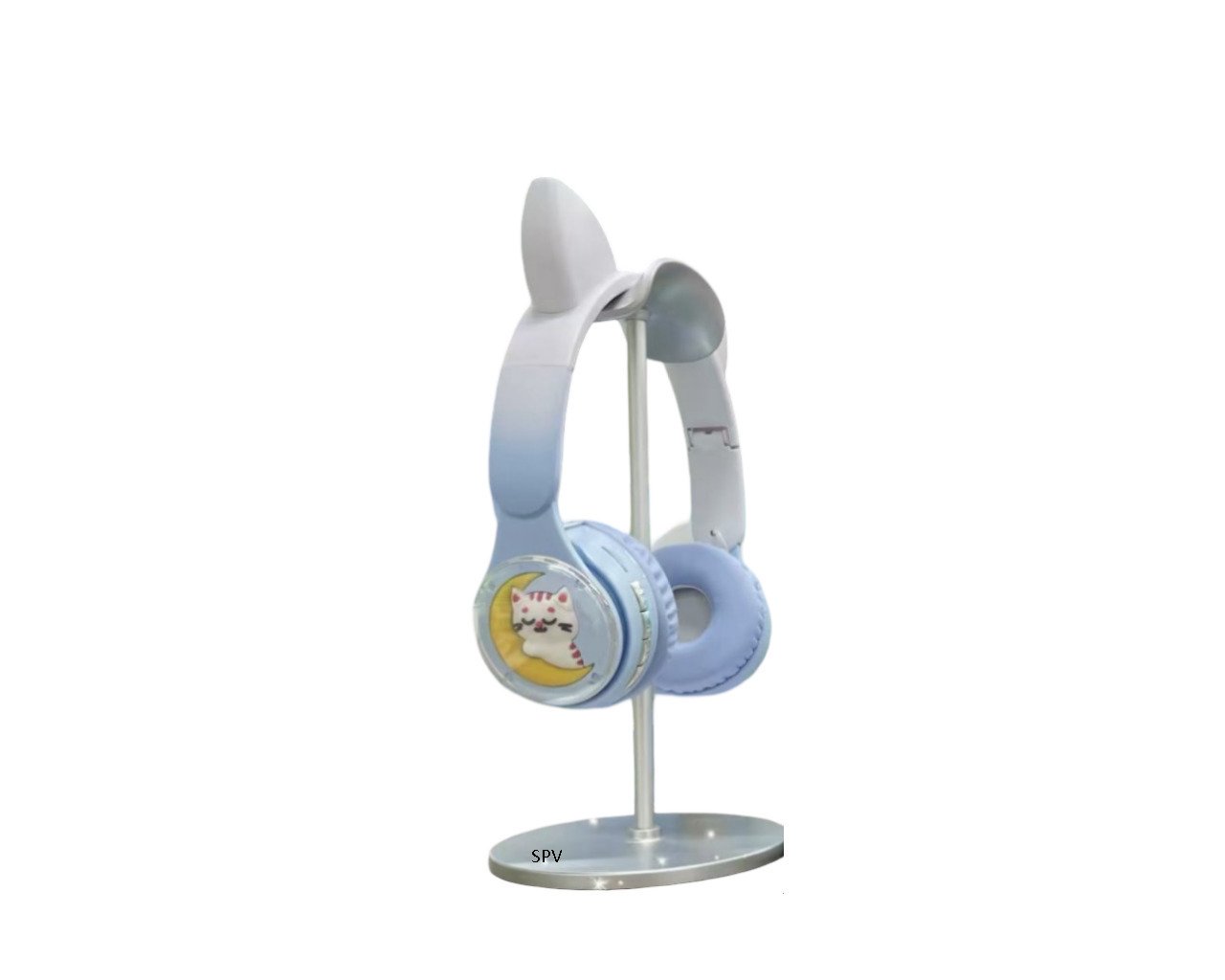 SPV M Ασύρματα Παιδικά Ακουστικά Cat Ears Bluetooth Με LED Φωτισμό Και Σχέδιο Γατάκι Μπλε