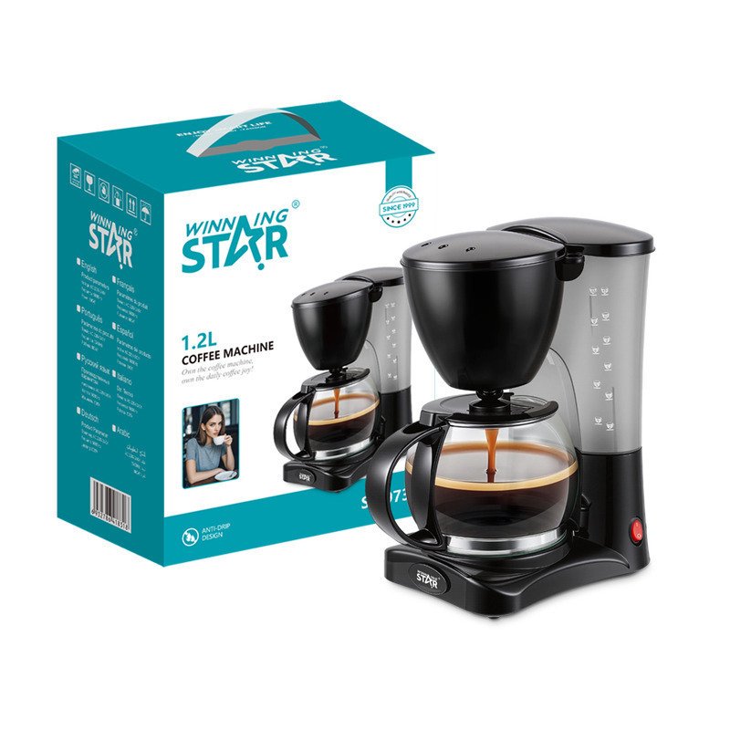 Winning Star Καφετιέρα Φίλτρου 1.2L 800W Μαύρη / Γκρι (ST-9738)